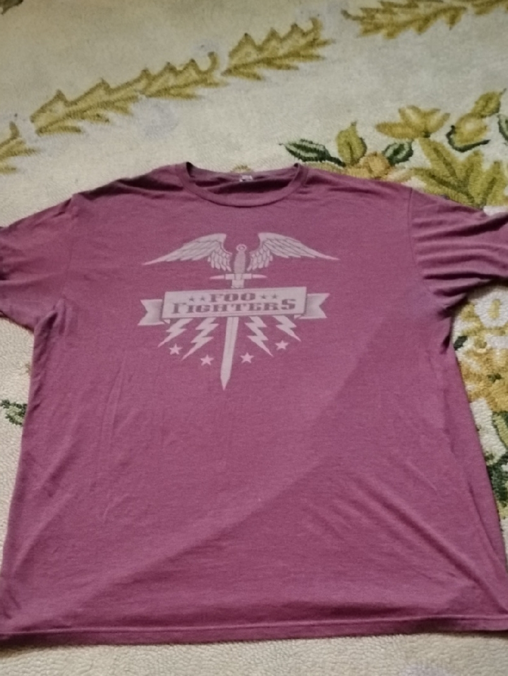 Men's Dusty Pink Graphic Tee with Winged Sword Emblem